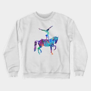 Girl Equestrian Watercolor Painting Crewneck Sweatshirt